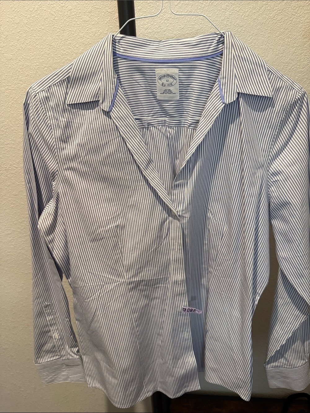 Brooks Brothers Women's Blue & White Pinstripe Button-Down Shirt